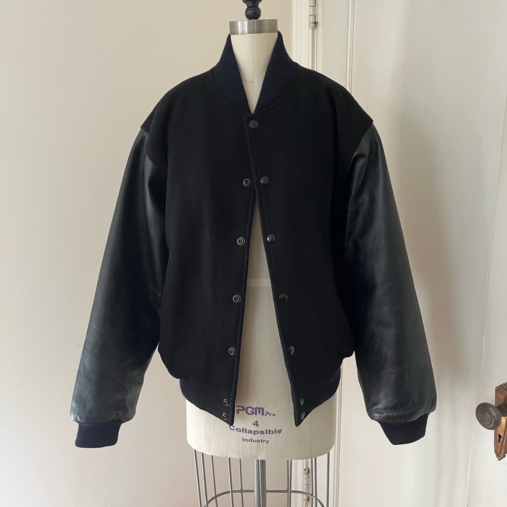 Port Authority Wool and Leather Letterman Bomber Jacket